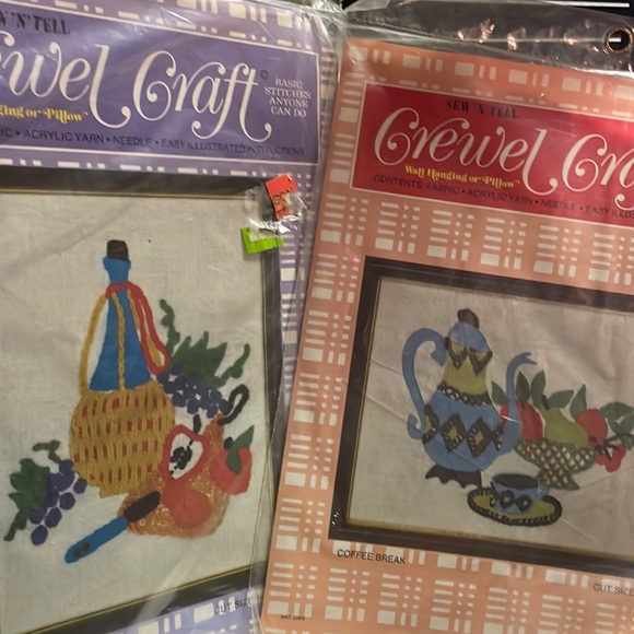 crewel craft coffe break & fruits and wine kit - Picture 1 of 4